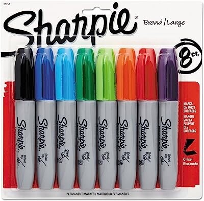 Sharpie Permanent Chisel Tip Marker 8 count, Color: Multi Color, Size: Chisel Tip