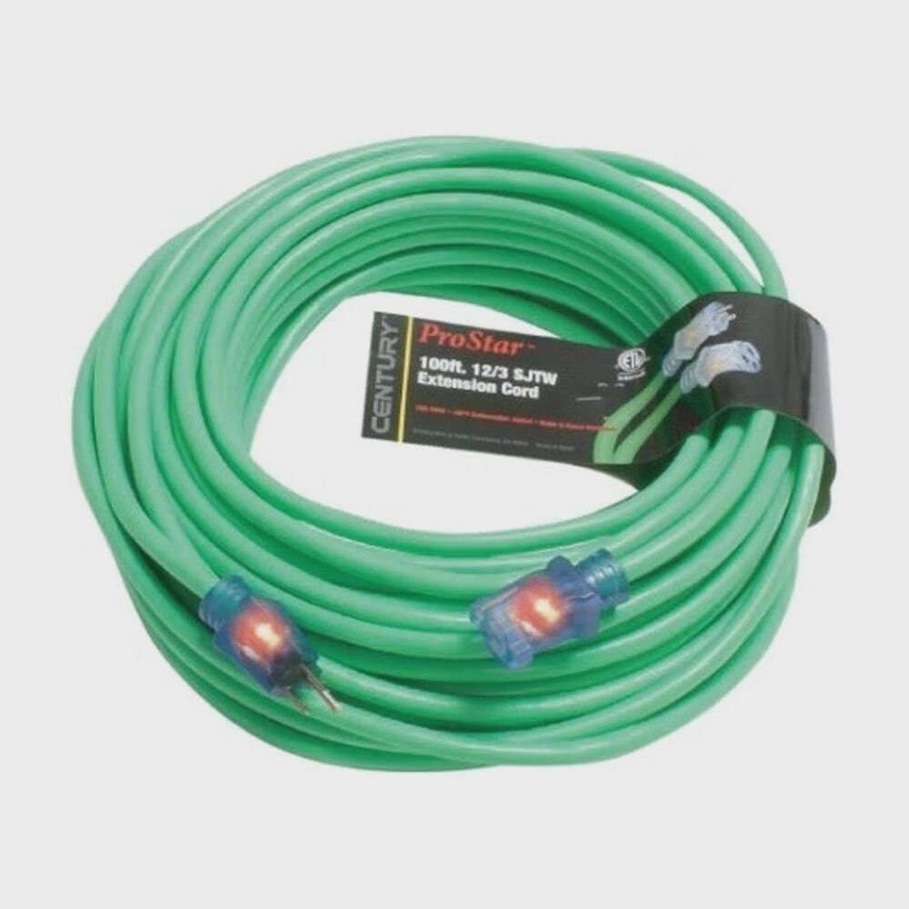 Pro Star 12/3 SJTW  100&#39; Lighted Extension Cord, Color: Green, Size: 100&#39;, Category: Extension Cords