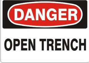 Danger Open Trench, Color: Aluminum, Size: 10&quot;X14&quot;