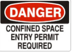 Danger Confined Space Entry Permit Required, Color: Ad-Vinyl, Size: 7&quot;X10&quot;