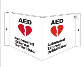 AED - Projecting Wall Sign, Color: Plastic, Size: 11.5&quot;X6&quot;