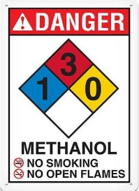Danger Methanol w/Hazard Diagram-DNR, Color: Magnetic, Size: 7x10
