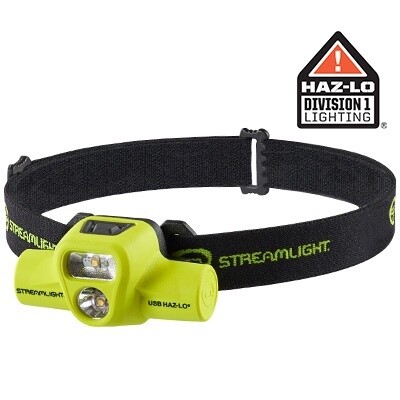 Streamlight Intrinsically Safe USB HAZ-LO Headlamp, Voltage: 120V AC, Size: 250 Lumens, Product: USB Headlamp