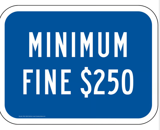 Minimum $250.00 Fine Sign