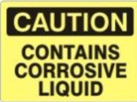 Caution Contains Corrosive Liquid, Color: AV, Size: 7x10