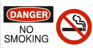 Danger No Smoking w/Symbol, Color: AV, Size: 7x17