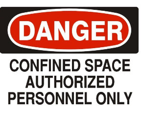 Danger Confined Space Authorized Personnel Only, Color: Ad-Vinyl, Size: 7&quot;X10&quot;