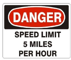 Danger Speed Limit 5 Miles Per Hour, Color: Aluminum, Size: 10x14