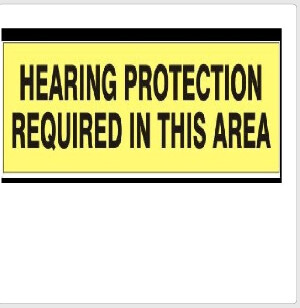Hearing Protection Required In This Area, Color: Vinyl, Size: 2.25 x 9