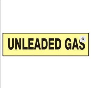 Unleaded Gas - Decal, Color: Yellow, Size: 2.25&quot;X9&quot;