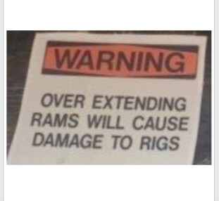 Warning over extending rams will cause damage to rigs, Color: AV, Size: 7x10
