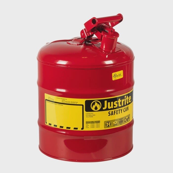 JUSTRITE Metal Safety Gas Can - Red / 5 Gal, Color: Red, Size: 5 Gal