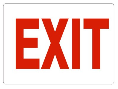 EXIT SIGN-RED ON WHITE, Color: AV, Size: 10x14