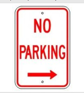 No Parking Right Arrow, Color: Aluminum, Size: 18&quot;X12&quot;