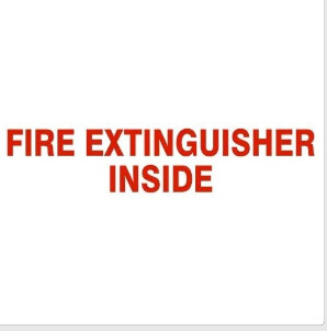 Fire Extinguisher Inside -Decal, Color: AV, Size: 2.25&quot;X9&quot;
