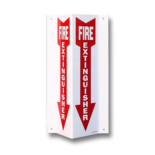 Fire Extinguisher Down Arrow 3D Rigid Plastic Angle Sign