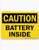 Caution Battery Inside, Color: AV, Size: 3&quot;X5&quot;