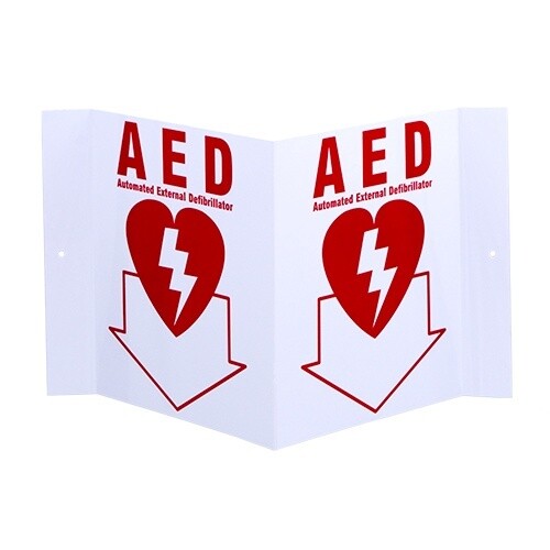 3D Rigid Plastic AED Down Arrow Angle Sign