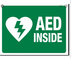 AED INSIDE, Color: Green White, Size: 7 x 10
