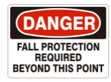 Danger Fall Protection Required, Color: AV, Size: 3&quot;x5&quot;