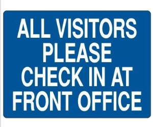 All Visitors Please Check In At Front Office, Color: Aluminum, Size: 7&quot;X10&quot;