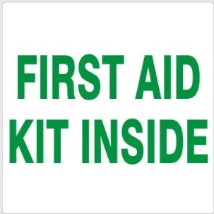 First Aid Kit Inside - Sign, Color: AV, Size: 3&quot;X5&quot;