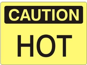 Caution HOT, Color: AV, Size: 3x5