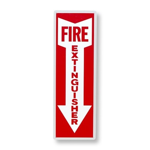 Fire Extinguisher Down Arrow Sign, Color: Rigid Plasti, Size: 4&quot;X12&quot;