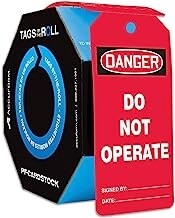 Tag-by-the-Roll: Danger Do Not Operate, Color: Red, Size: 100