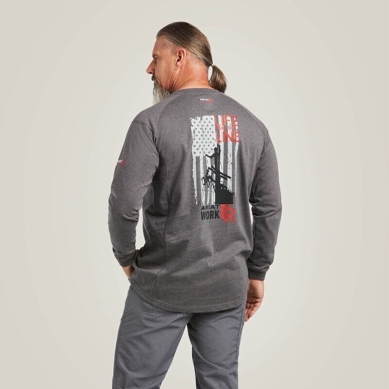 Ariat Men&#39;s FR Air Life on the Line Graphic Shirt-DNR