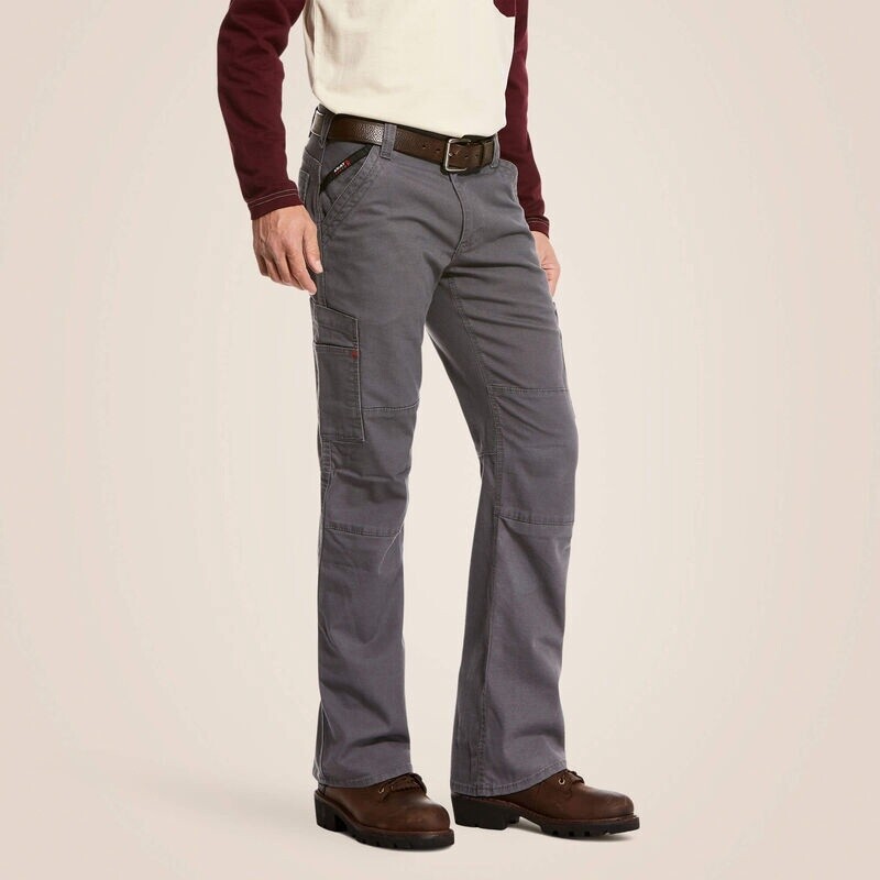Ariat Men&#39;s FR 10027709 Stretch DuraLight Canvas Stackable Straight Leg Pant, Color: GREY, Inseam: 30, Waist: 30