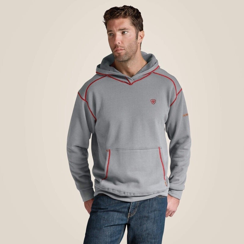Ariat Men&#39;s FR Polartec Hoodie-DC, Color: Heather Gray-DC, Size: M