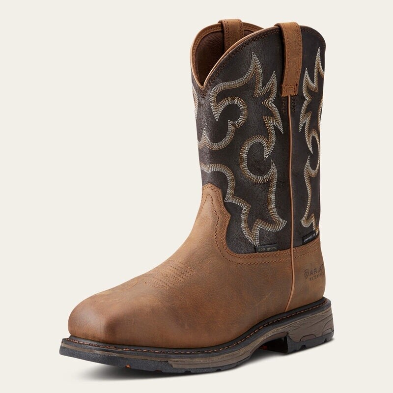 Ariat Men&#39;s Workhog 10018555 Waterproof 400g Wide Square Composite Toe Work Boot