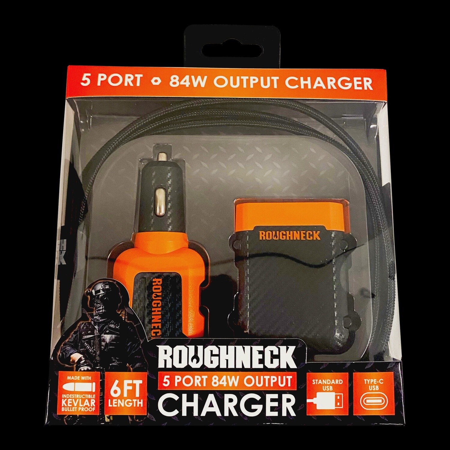 Roughneck Car Charger, Model: 5 Port USB