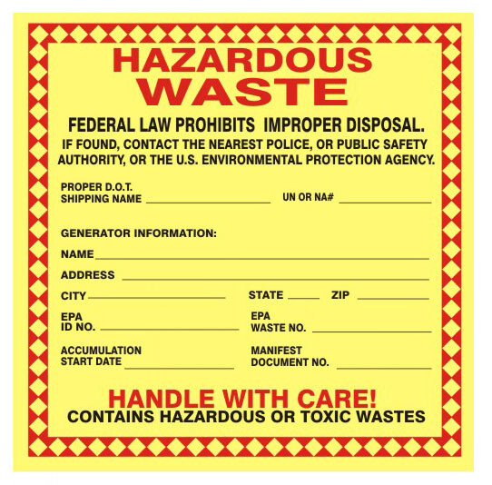 Hazardous Waste, Color: AV, Size: 6&quot;X6&quot;-10 PACK