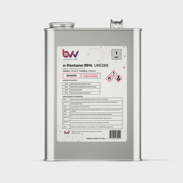 BVV High Purity Lab Grade N - Pentane 99%, Package/Product: BVV High Purity Lab Grade N - Pentane 99%, Quantity: One (1) Gallon
