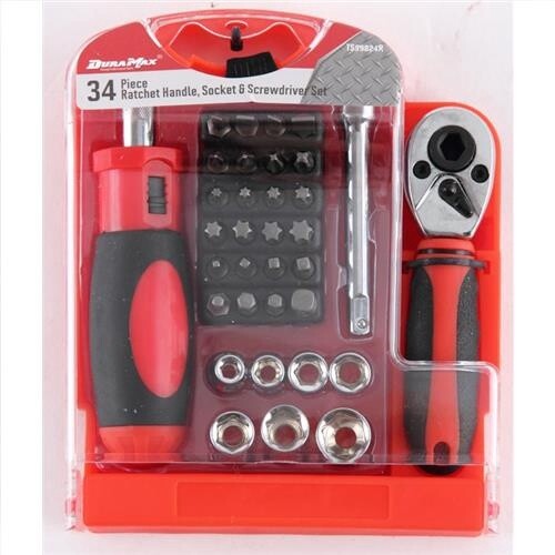 Dura Max 34 Piece Ratcheting Driver Socket &amp; Screwdriver Set
