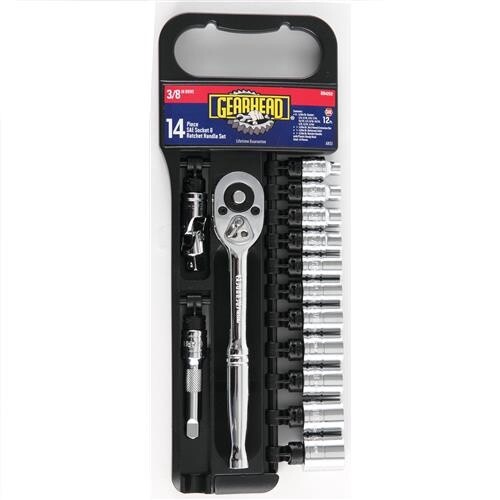 Gearhead 16 Piece 3/8&quot; Drive Socket &amp; Quick Release Ratchet Handle Set, Model: SAE, Category: Ratchet and Sockets