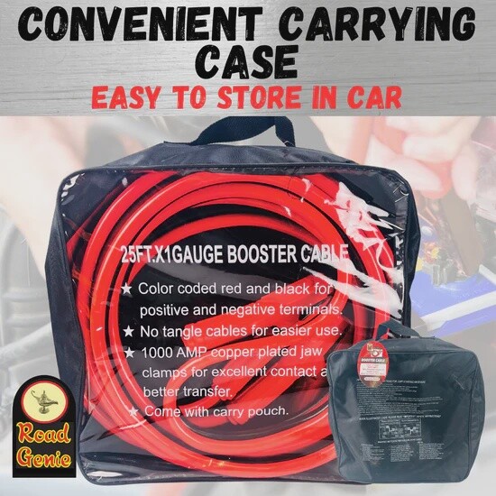 Heavy Duty Solid Copper Booster Jumper Cables, Model: 1 Gauge: 25&#39;, Category: Jumper Cables