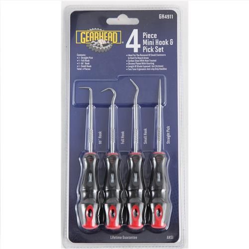 Gearhead 4 Piece Mini Hook &amp; Pick Set, Category: Hand Tools