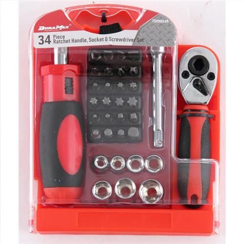Dura Max 34 Piece Ratcheting Driver Socket &amp; Screwdriver Set, Category: Tool Sets