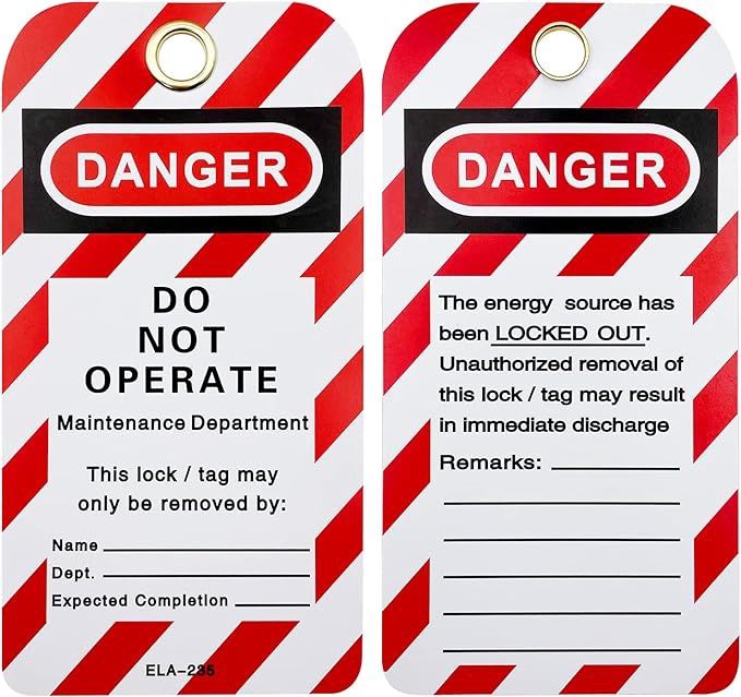 Safby Danger Do not operate 10 pack tags with zip ties, Color: RED, Size: Do not operate