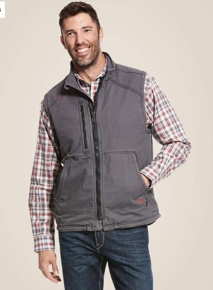 FR Ariat Men&#39;s DuraLight Cordura Canvas Vest, Size: S