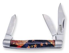 Justin Stockman Knife Acrylic USA Flag 3 Blade