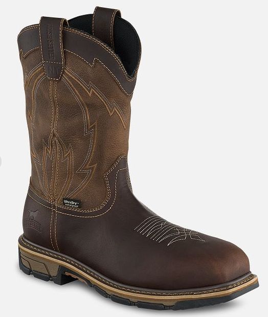 Irish Setter Marshall Men&#39;s 11-inch Waterproof Leather Safety Non-Metallic Toe Pull-On Boot, Diameter: Regular (D), Size: 8