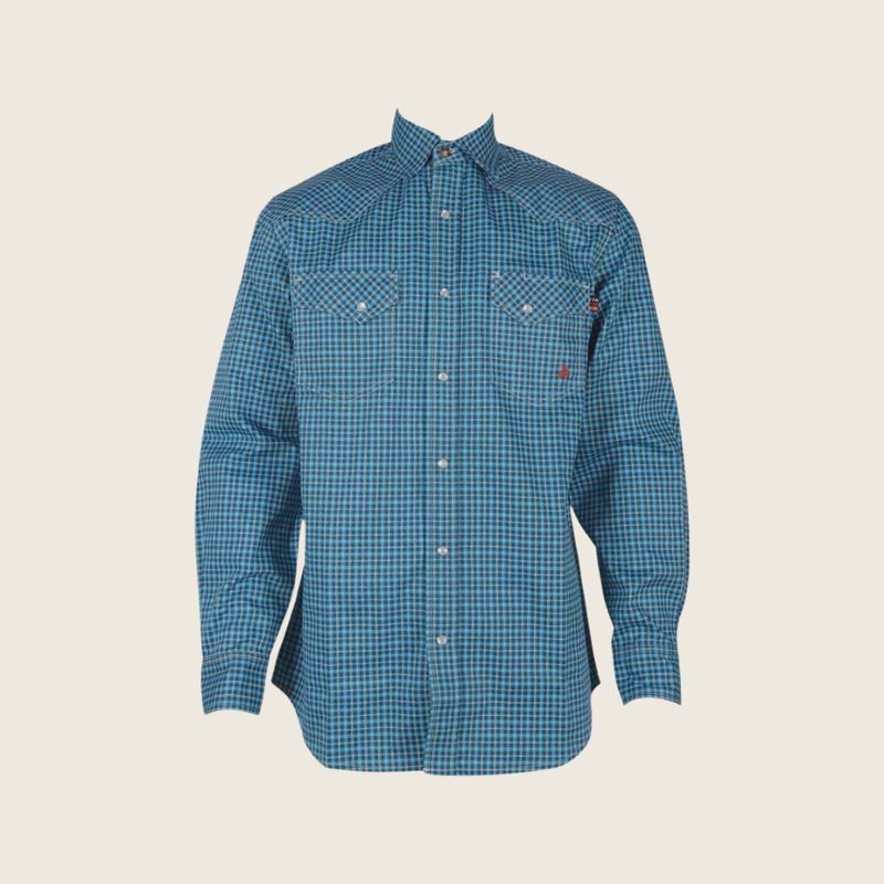 Forge Men&#39;s FR MFRPLD-245 Blue/Green Plaid Shirt