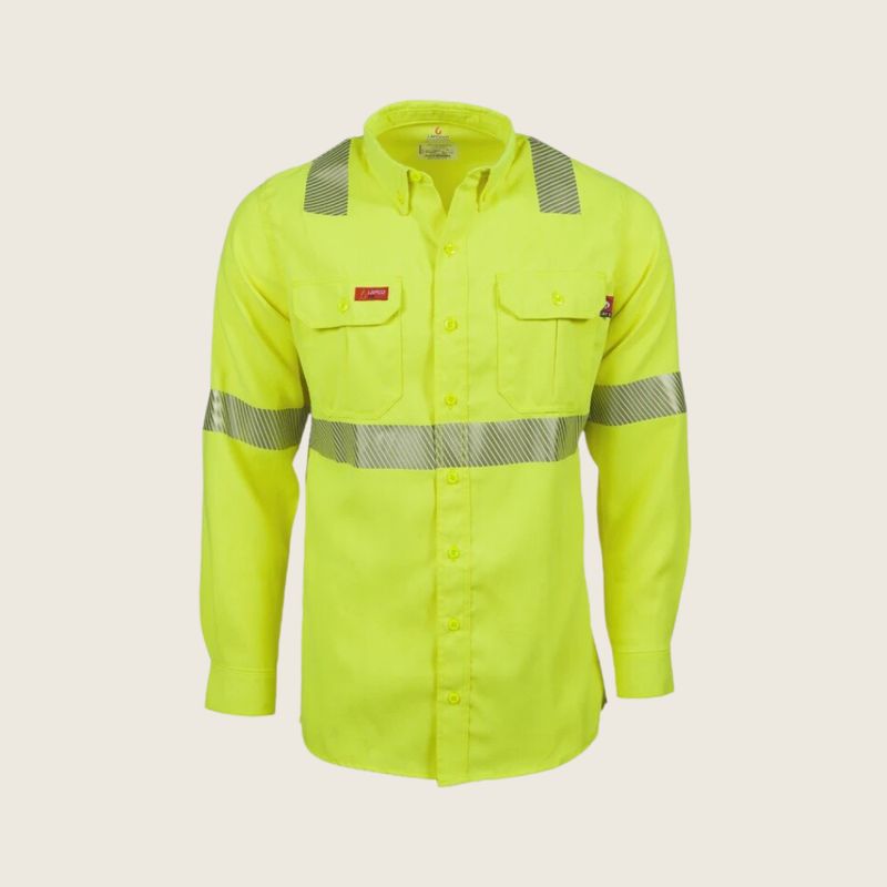 Lapco Men&#39;s FR 5oz Hi-Viz TecaSafe One Inherent Modern Uniform Shirt