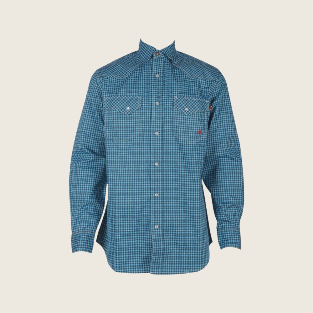 Forge Men&#39;s FR MFRPLD-245 Blue/Green Plaid Shirt, Size: S, Style: Snap