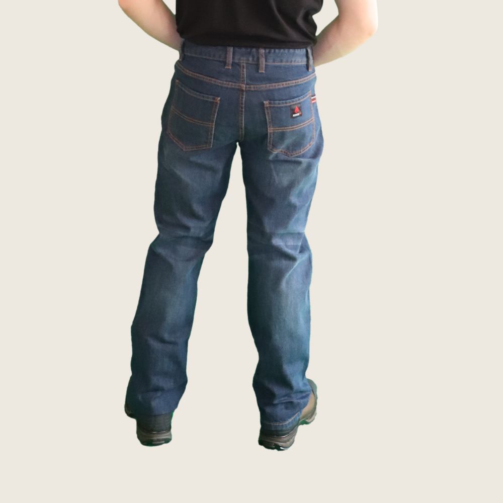 Forge Men&#39;s FR Blue Faded Cross Hatch Jean, Inseam: 30, Waist: 30