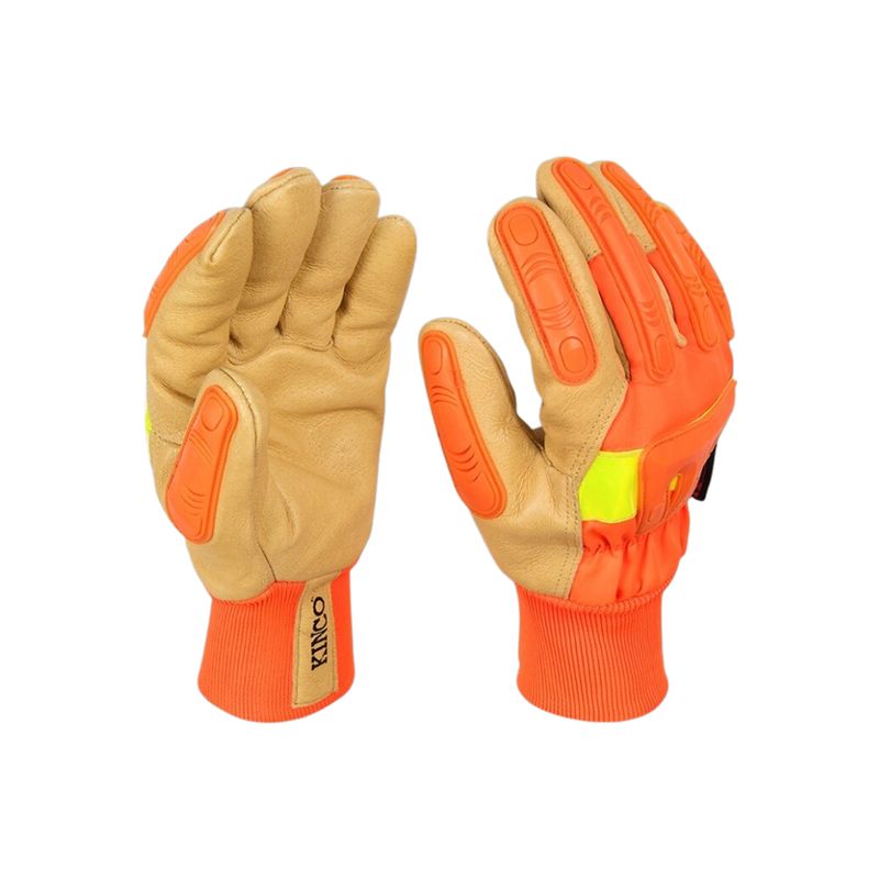 Kinco HI-VIS Orange Pigskin Insulated Impact &amp; Knit Wrist Glove-DC
